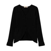 Twinset Svart Ribbstickad Blazer Black, Dam