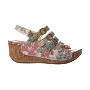 Laura Vita Multifärgad Lädersandal med Unik Design Multicolor, Dam