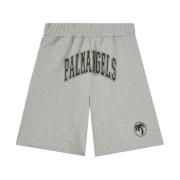 Palm Angels Logo Print Grå Dragsko Shorts Gray, Herr