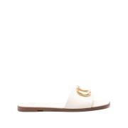 Valentino Garavani Ivory Läder Fyrkantig Tå Sandaler Beige, Dam