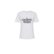 Elisabetta Franchi Jersey T-shirt med Botaniskt Tryck White, Dam