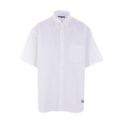 Comme des Garçons Kortärmad Poplin Logo Broderad Skjorta White, Herr