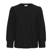 Kaffe Spetsblus Svart Djup Elegant Stil Black, Dam