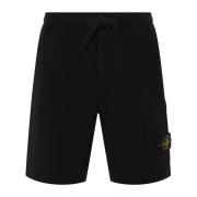 Stone Island Svarta Cargo Jersey Shorts med Logo Black, Herr