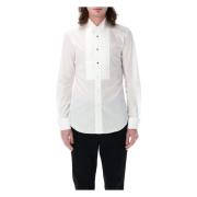 Junya Watanabe Vit Smocking Skjorta med Vingkrage White, Herr