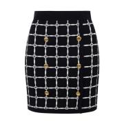 Elisabetta Franchi Jacquard Dubbelknäppt Minikjol Black, Dam