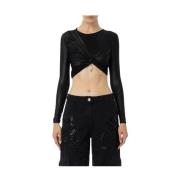 Elisabetta Franchi Stiliga Sweatshirts och Hoodies Black, Dam