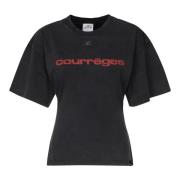 Courrèges T-shirt med utsvängda ärmar och logotyptryck Black, Dam