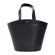 N21 Svart perforerad shopper väska Black, Dam