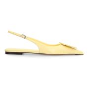 Jacquemus Läder Slingback Pumps Spetsig Tå Spänne Yellow, Dam