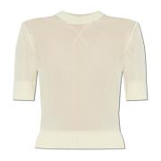 Jil Sander Topp med broderat logotyp Beige, Dam