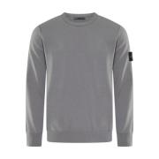 Stone Island Blå Crew Neck Logo Patch Gray, Herr