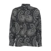 Robert Friedman Elegant svart silkesblus med paisleymönster Black, Her...