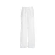 8PM Vita Linneblandade Wide-Leg Byxor White, Dam