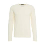 Roberto Collina Vit Crewneck Stickat Ss25 White, Herr