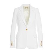 Elisabetta Franchi Vit Crepe Blazer med Gyllene Detaljer White, Dam