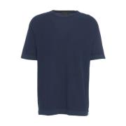 Peuterey Blå Terry T-shirt med Ribbad Krage Blue, Herr