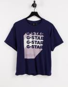 G-Star – Marinblå t-shirt med grafisk logga