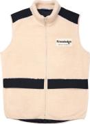 Men's Teddy Fleece Hood Vest With Rib Stop In Contrast Color White