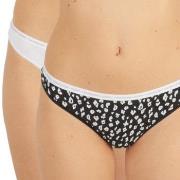 Calvin Klein Trosor 2P One Cotton Stretch Thong Svart/Vit bomull Mediu...