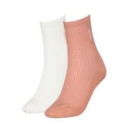 Calvin Klein Strumpor 2P Women Rib Sock Vit/Rosa One Size Dam