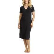 Damella Bamboo Plain Lace Short Sleeve Nightdress Svart Bambu Small Da...