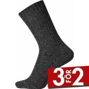 Egtved Strumpor Wool Ribbed Sock Mörkgrå Strl 45/48