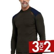 Dovre Folded Collar Baselayer Militärgrön ull Small Herr