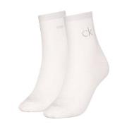 Calvin Klein Strumpor 2P Shiny Logo Short Socks Vit Strl 39/42 Dam