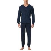 Schiesser Comfort Essentials V-Neck Long Pyjamas Mörkblå bomull Small ...