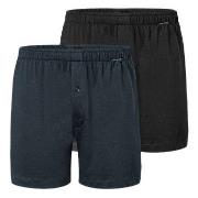 Schiesser Kalsonger 2P Long Boxershorts Svart/Blå bomull Small Herr
