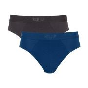 Sloggi Kalsonger 2P SLG Base Midi Briefs Svart/Blå bomull Small Herr