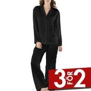 Damella Woven Silk Plain Pyjamas Set Svart silke Small Dam