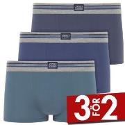 Jockey Kalsonger 3P Cotton Stretch Short Trunk Blå bomull Small Herr