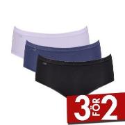 Sloggi Trosor 3P Basic Plus Midi Colored Svart/Blå bomull 38 Dam