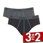 Sloggi Kalsonger 2P For Men Start Midi Grå/Turkos bomull Small Herr