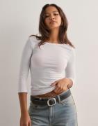 Nelly - Vit - Boat Neck Half Sleeve Top