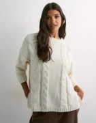 Pieces - Vit - Pcmoby 6/8 O-Neck Oversize Knit Bc