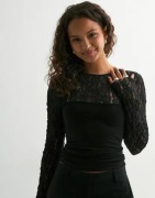 Nelly - Svart - Lace Blocking Top