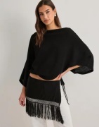 Nelly - Svart - Fringe Tie Mini Skirt