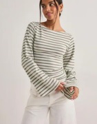 Nelly - Grön - Stripe Wide Sleeve Top