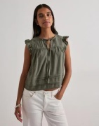 Only - Grön - Onlaris Life Sl Tie Neck Top Wvn Cc