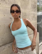 Nelly - Blå - Built In Bra Halterneck Top