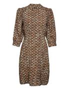 Printed Fitted Button-Through Dress Kort Klänning Multi/patterned Scot...