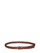 Pieces Pcavery Leather Braided Slim Belt Noos Brun