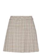 Pleat-Detail Check Skirt Kort Kjol Multi/patterned Mango