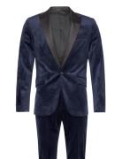 Lindbergh Velvet Tuxedo Suit Marinblå