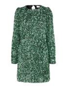 Slfcolyn Ls Short Sequins Dress B Kort Klänning Green Selected Femme