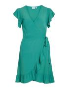 Vifini Wrap S/S Short Dress - Noos Kort Klänning Blue Vila