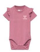 Hmltalya Ruffle Body S/S Bodysuits Short-sleeved Pink Hummel